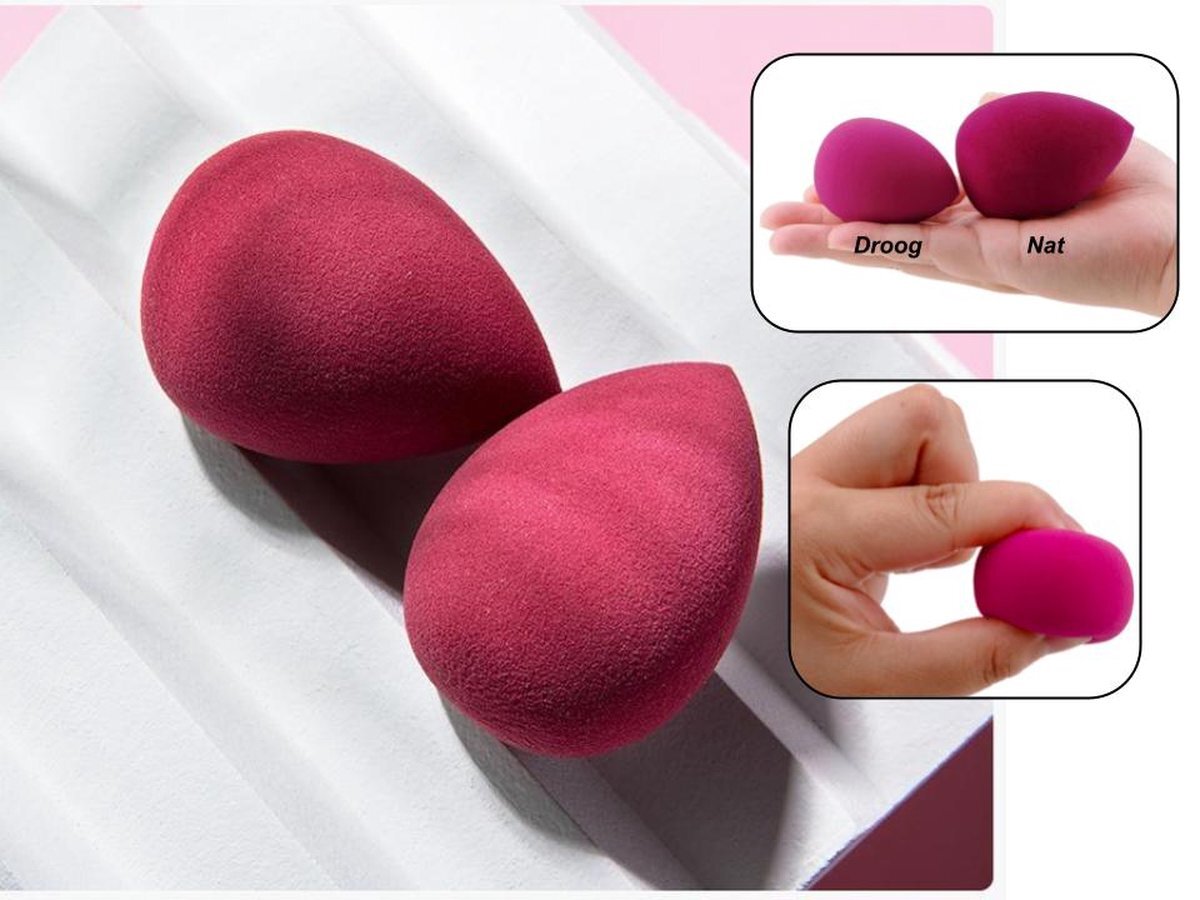 PD - Make-up spons - 2 stuks - roze - Beauty Blender - Blender spons voor make-up - Foundation blender - Make-up Ei