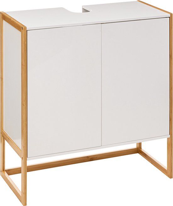 Wastafel Kast Baptiste Wit - 33x33x80cm - 2 deuren - Wit