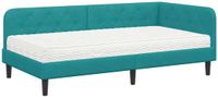 vidaXL Cadre de lit d'angle Turquoise 90 x 190 cm Velours