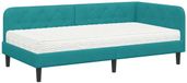 vidaXL Cadre de lit d'angle Turquoise 90 x 190 cm Velours