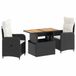 vidaXL Buiten Eettafel Set 3-delig Rotan Crèmewit