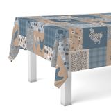 Martina Home Tafelkleed van wasdoek patch blauw 250 x 140 cm
