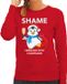 Bellatio Decorations Pinguin Kerst sweater / kersttrui Shame penguins with champagne rood voor dames - Kerstkleding / Christmas outfit XXL
