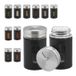 Relaxdays kruidenpotjes - set van 12 - strooigaatjes (3 groottes) - leeg - 90 ml - rvs - zwart