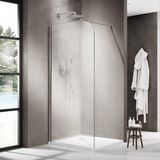 FortiFura Galeria Inloopdouche - 120x200cm - Afgeronde Glaswand - Links - Ribbel Glas - Wandarm - Hoogglans Chroom