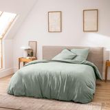 douceur Meline 3-delige beddengoedset - 100% garengeverfd katoen - Groen - Tweepersoons - 260x240 cm