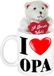 Bellatio Decorations Opa cadeau I Love Opa beker / mok 300 ml met beige knuffelbeertje met love hartje - Opa cadeautje