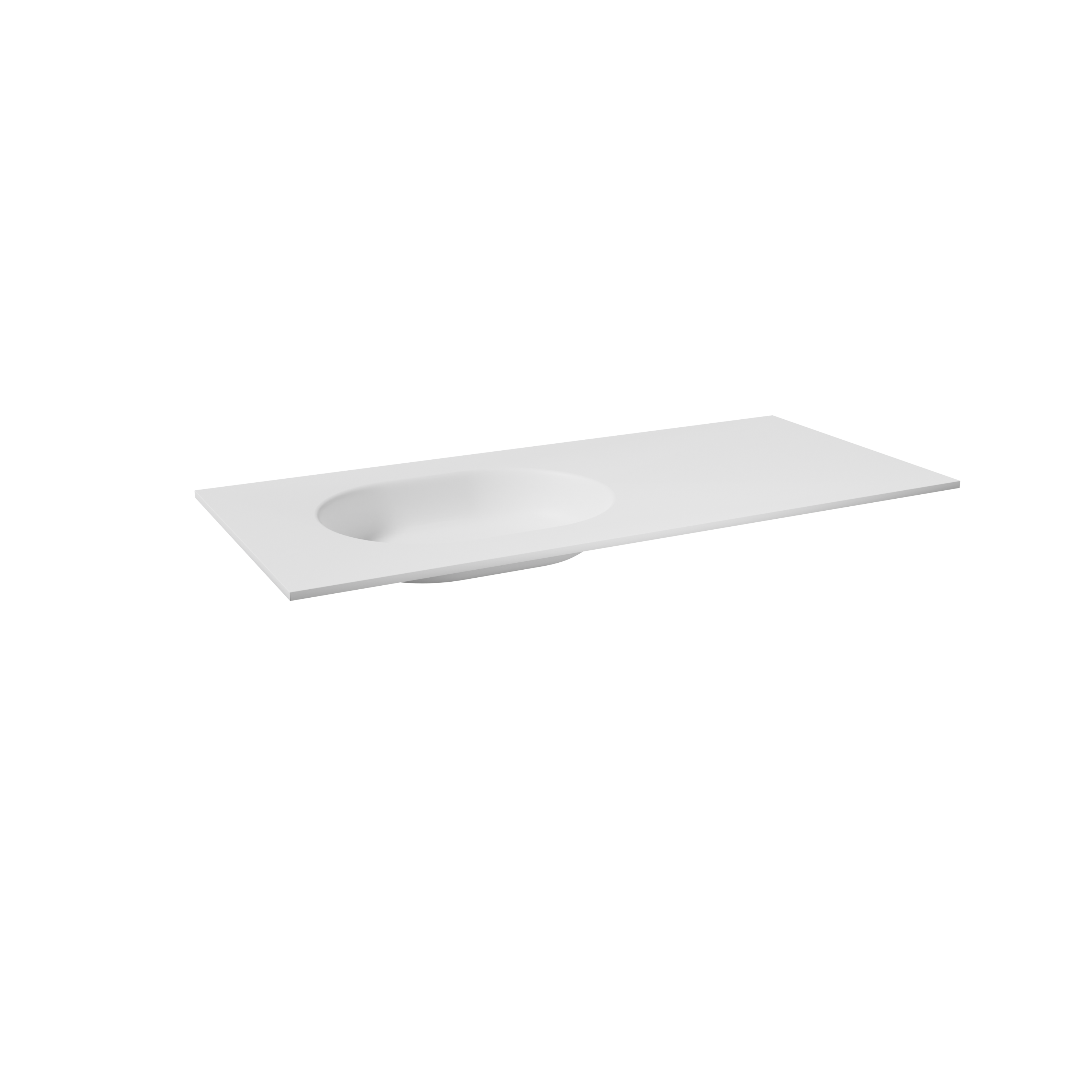 Balmani Tablo Oval asymmetrisch linkse wastafel mat witte Solid Surface 120 x 55,5 cm