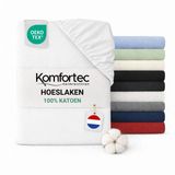 Komfortec Jersey Stretch Hoeslaken 120x200 cm - 23cm Matrasdikte - Rondom Elastiek - 100% Katoen - Wit