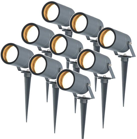 HOFTRONIC Set van 9 Spikey dimbare LED prikspots - Antraciet