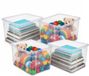 Sunware Opslagbox Nesta - 4x - kunststof - 32L - transparant - 45 x 36 x 24 cm - stapelbaar