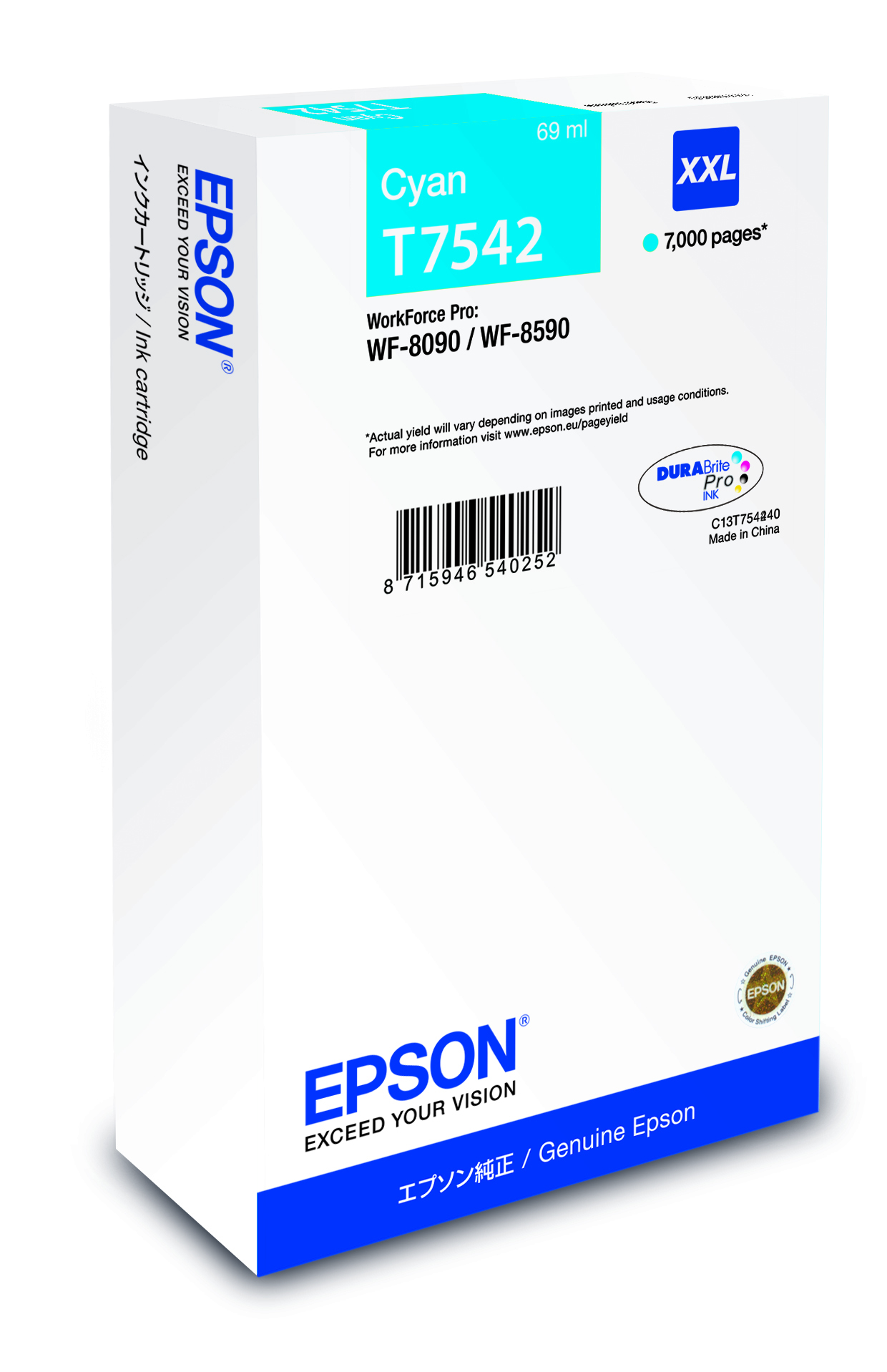 Epson WF-8090 / WF-8590 Ink Cartridge XXL Cyan single pack / cyaan