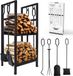 Adler Étagère de rangement pour bois Noir Métal 2 Niveaux Incl. Outil