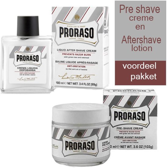 Proraso white pakket- Aftershavebalsem anti- irritatie en Pre Shave CrÃ¨me