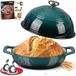 Overmont Geëmailleerde gietijzeren broodoven - 6QT Hollandse Oven voor zuurdesembrood bakken - met koepeldeksel katoenen pannenlappen en kookboek -Multifunctionele Broodpan Voor Bakken Frituren