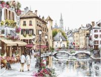 Luca-S B2384 borduurpakket BRUG DER LIEFDE - LAKE ANNECY - telpatroon om te borduren - 45 x 34 cm