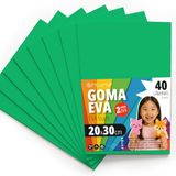 OFITURIA EVA-rubber voor school- en creatieve projecten, kleurrijke schuimplaten voor doe-het-zelfprojecten, kunst, kinderdecoratie, scrapbooking, kunsthandwerk, 20 x 30 cm (groen, 40 stuks)