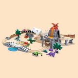 Hape Dino Treinset Avontuur - 61-delige houten treinbaan met geluid en glow-in-the-dark elementen, 3 jaar+