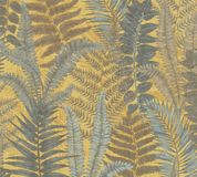 Living Walls VAREN BLADEREN BEHANG | Botanisch - Geel Blauw Braun - Famous Garden