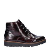 Rieker Gevoerde Lakleren Veterboots Donkerrood