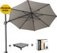 Platinum Outdoorable Challenger T2 premium zweefparasol 350 cm rond manhattan met 90 KG voet en hoes