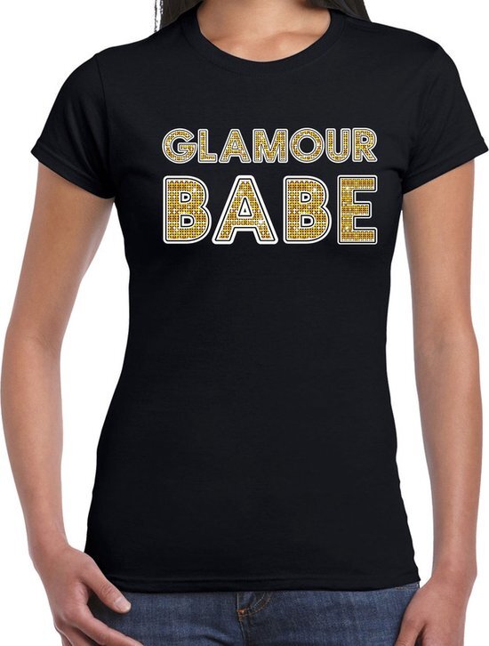 Bellatio Decorations Glamour Babe fun tekst t-shirt zwart voor dames XS