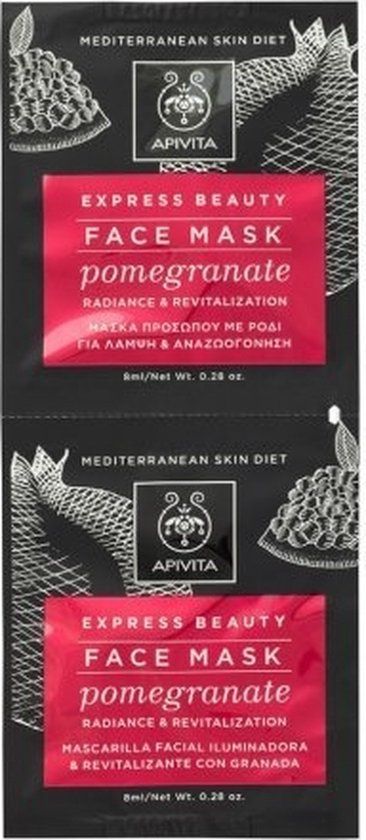 Apivita Express Beauty Revitalizing And Radiance Mask With Pomegranate 2x8ml