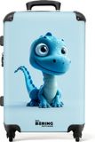 NoBoringSuitcases.com - Grote koffer - Blauwe dinosaurus met opvallende blauwe ogen - Kinderkoffer jongen - Reiskoffer met 4 wielen - Trolley op wieltjes - Rolkoffer groot kinderen - 72 liter - Ruimbagage valies 20kg