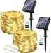 Set van 2 lichtslingers op zonne-energie, 12 meter, 120 LED's, blanc chaud, waterdicht
