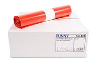 Funny LDPE-Regenerat vuilniszakken, rood, opgerold, 120 l, type 60, per stuk verpakt (1 x 250 stuks)