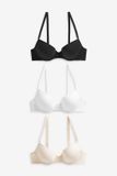 Next Dames BH 3-pack Zwart/Wit/Pastel Rose Nude 70B