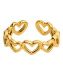 Purelei Hartvormige damesring, verstelbaar, roestvrij staal, waterdicht, maat 52-58, open damesring in goud/zilver, liefdessymbool, tijdloze en betekenisvolle sieraden