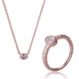Orphelia SET-7434/52 - Juwelenset Oval Centerstone: Ketting + Ring - 925 Zilver Rosé - Zirkonia - 45 cm / Ringmaat 52