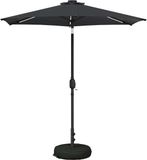 vidaXL Tuinparasol met LED-verlichting en voet 2,3 x 2,3 m Polyester Antraciet