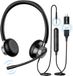 New Bee USB-headset met microfoon, pc-headset voor laptop, zakelijke headset met microfoon USB/Type-C/3,5 mm voor computergesprekscentrum, kantoorconferenties, Skype-chat, webinarpresentatie