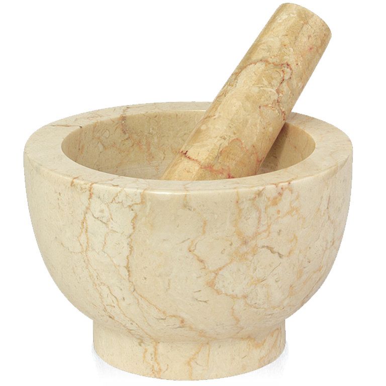 Cilio 422016 Vijzel & Stamper - Marmer - Wit/Bruin/Marmerkleur - Ø 13 cm