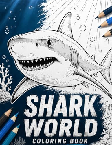 Shark World Coloring Book: Detailed Ocean Wildlife Designs for Teens and Adults, Realistic Sea Life Coloring Book for Stress Relief and Relaxation ... and Deep Sea Sharks (40 Unique Pages)