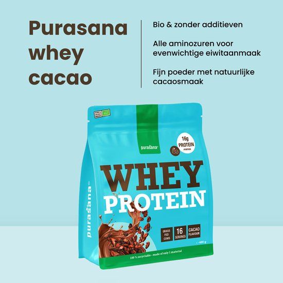 Purasana Whey proteine cacao bio 400 gram