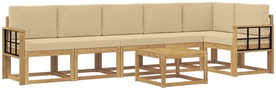 vidaXL - Hoek loungeset - 6 zitplekken - Polyester - Wit en Beige