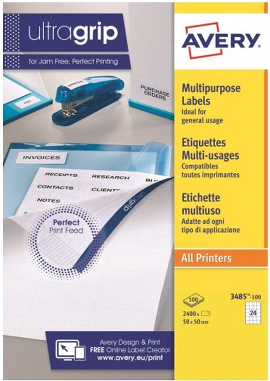 Avery 3485-100 printeretiket Wit