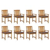 VidaXL Tuinstoelen 8 st met kussens massief acaciahout Taupe