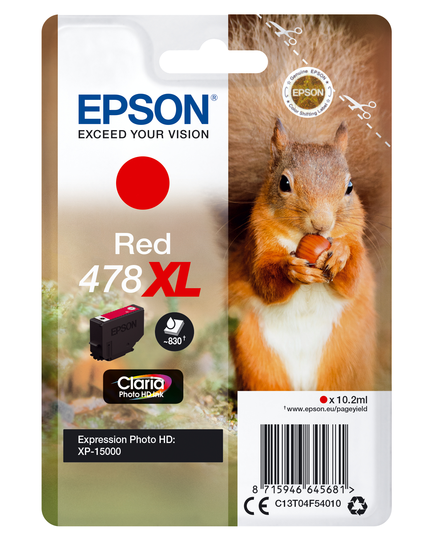 Epson Singlepack Red 478XL Claria Photo HD Ink