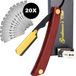 Gentlemen's Club Shavette rasoir droit avec 20 lames - Rasoir droit Rasoir de barbier - Rasoir coupe-gorge Rasoir de cou - Rasoir droit classique - Rasoir de sûreté Feather rasoir