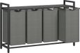 Vasagle wasmand met plank, 160 liter, 4 compartimenten, grijs/zwart