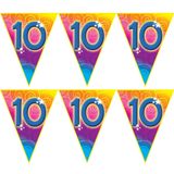 Merkloos / Sans marque Feestartikelen Verjaardag thema 10 jaar - 4x stuks - feest vlaggenlijn - 5 meter - kunststof