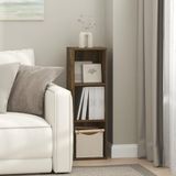 Furinno Fulda Boekenrek, smalle boekenkast met 3 niveaus, met 10 inch breed opbergrek, voor woonkamer, slaapkamer, thuiskantoor, barnsteen grenen