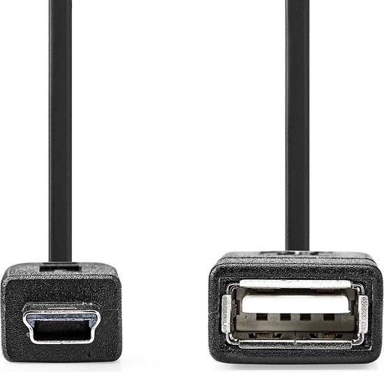 Nedis USB-Adapter - USB 2.0 - Mini 5-Pin Male - USB-A Female - 480 Mbps - OTG - 0.20 m - Zwart