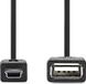 Nedis Adaptateur USB - USB 2.0 - Mini 5 broches mâle - USB-A femelle - 480 Mbps - OTG - 0,20 m - Noir