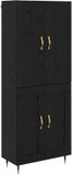 vidaXL Highboard Zwart Eiken 69,5 x 34 x 180 cm Bewerkt Hout