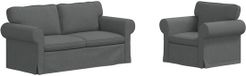 vidaXL Canapé 2 places Gris foncé Tissu